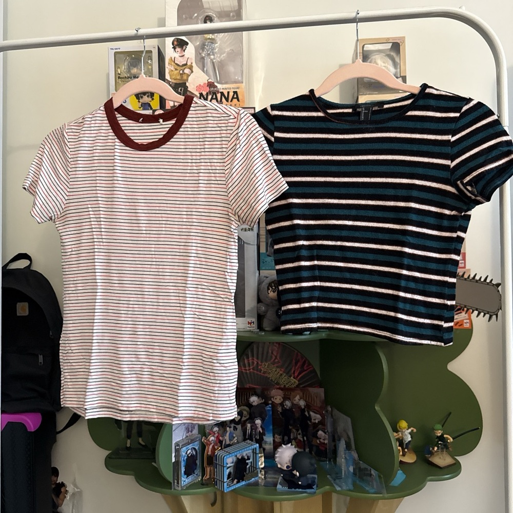 Striped T-Shirt Set - Red and Teal